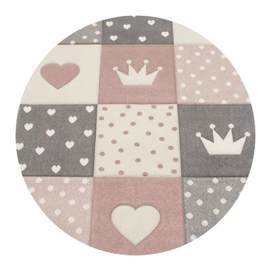 Tapis Rond Enfant Kinglove Rose