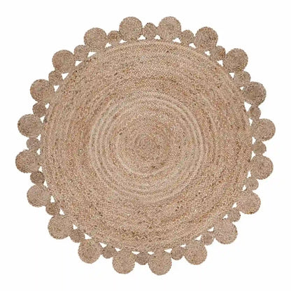 Tapis Rond Jute Elya Beige sur fond blanc