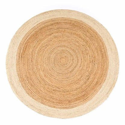 Tapis Rond Jute Gozo Ivoire sur fond blanc