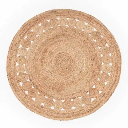 Tapis Rond Jute Moza sur fond blanc