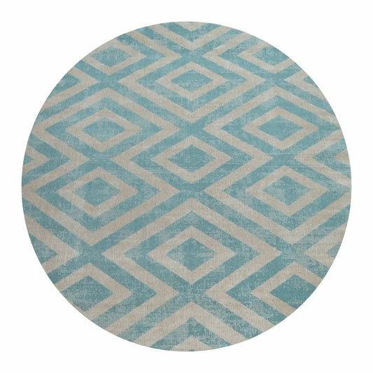 Tapis Rond Scandinave Losangia - Bleu