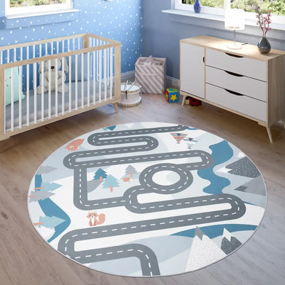 Tapis Rond Route Enfant Floco - Tapis chambre enfant