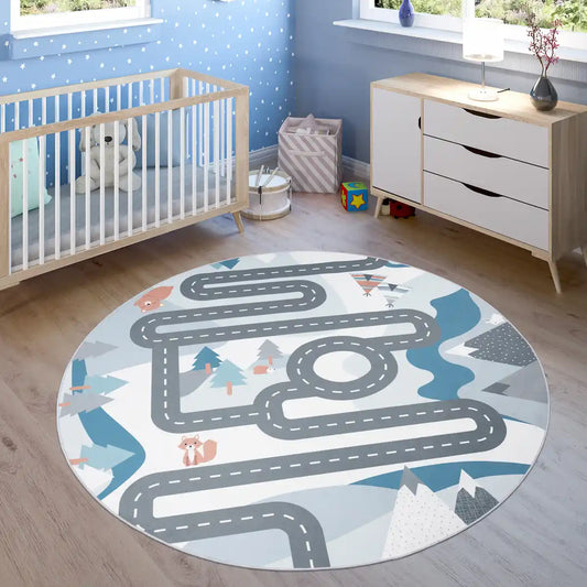 Tapis Rond Route Enfant Floco - Tapis chambre enfant