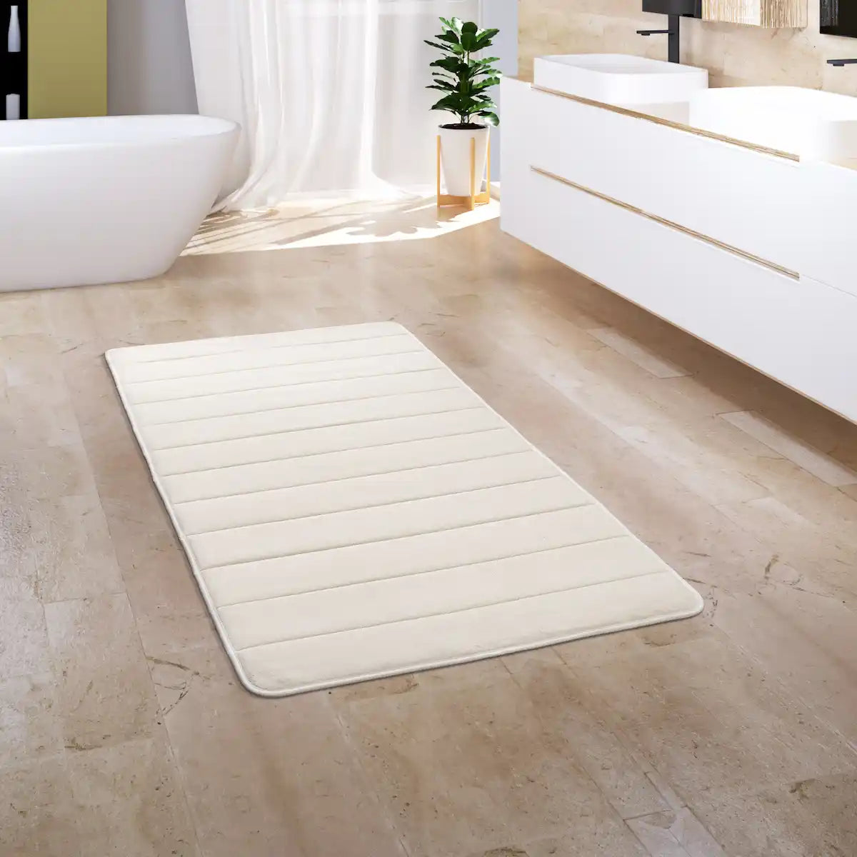 Tapis Salle de Bain Veluva - Crème