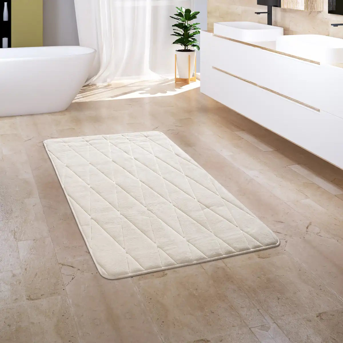 Tapis Salle de Bain Vena - Crème