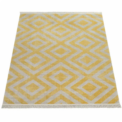 Tapis Scandinave Losangia Jaune sur fond blanc