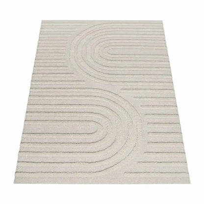 Tapis Scandinave Wavo Crème sur fond blanc