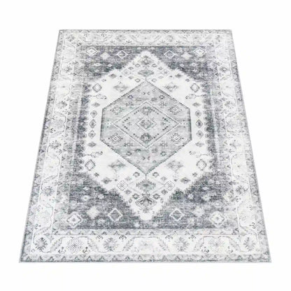 Tapis Vintage Essao Gris sur fond blanc